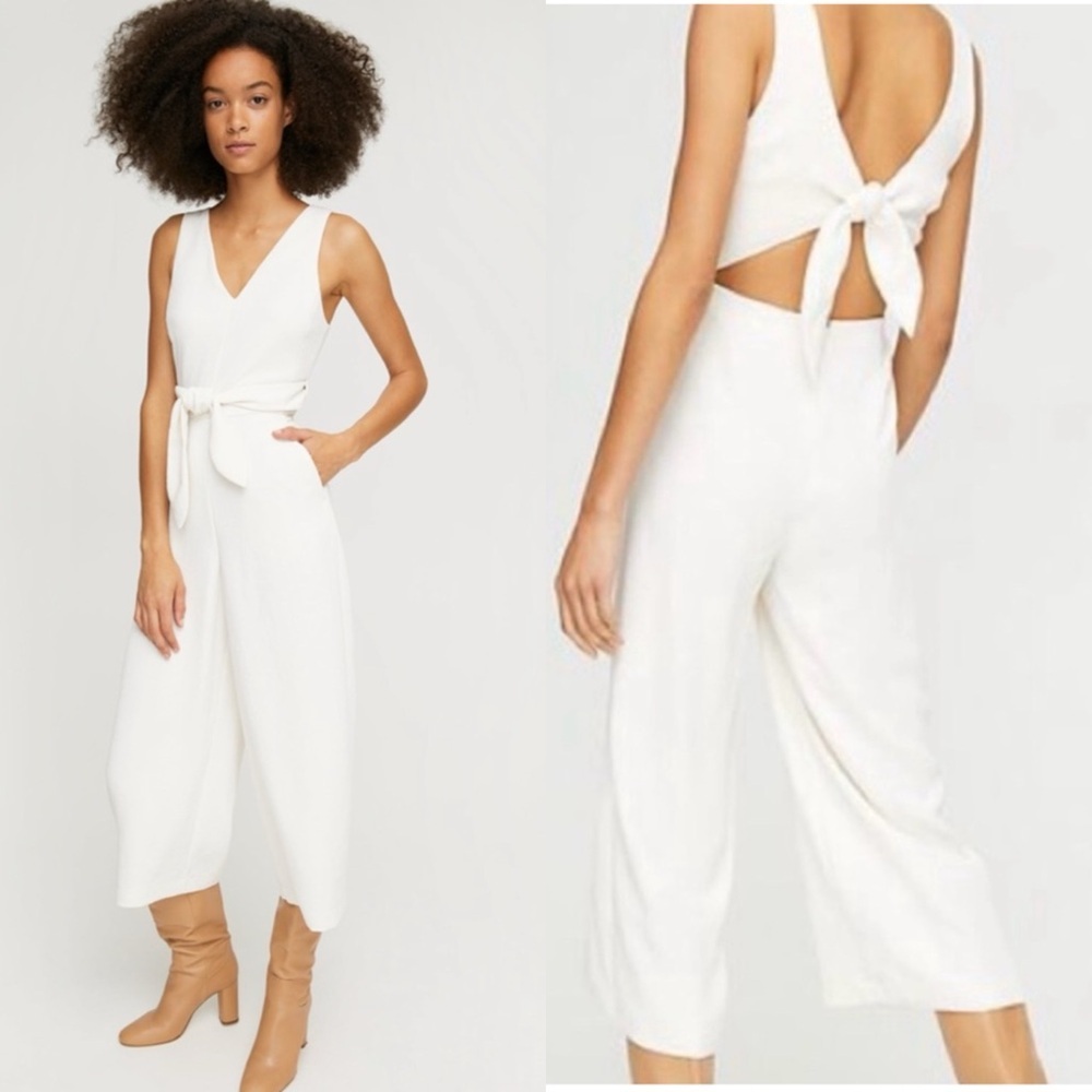 Wilfred Ecoulement Cream V Jumpsuit Sleeveless Tie-Back Size 0